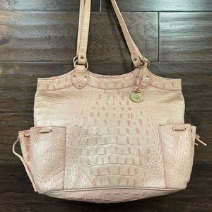 Brahmin pink embossed Crocodile leather shopper